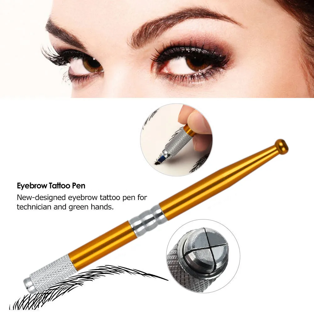 Permanente make-up wenkbrauw pen tattoo handleiding microblading naalden cosmetisch borduurwerkblad rood goud roze tatoeage benodigdheden