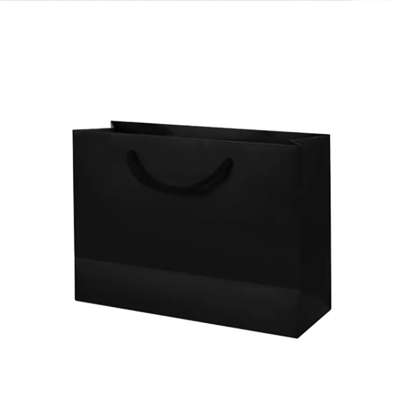 40 * 30 cm + 10 cm Siyah kart Kraft kağıt taşınabilir Kalınlaşmak Özelleştirilmiş giyim hediye Alışveriş Ambalaj Reklam Ambalaj Ayakta çanta
