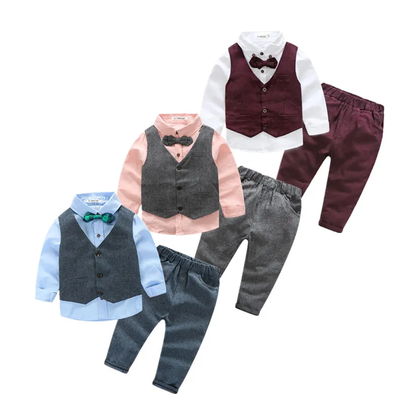 Mode kids kleding baby jongen kleding sets lente herfst heren pak peuter jongens kleding lange mouw shirt vest broek kinderkleding