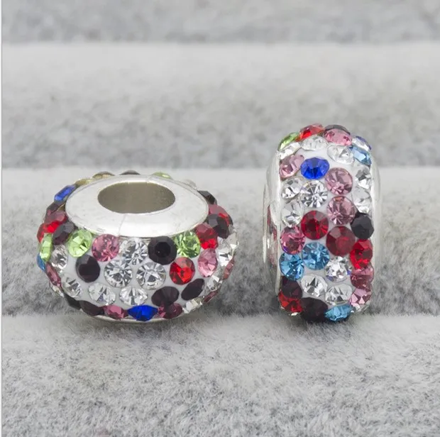 Fits Pandora Bracelets Crystal Shambala Disco Ball Silver Charm Bead Loose Beads For Wholesale Diy European Sterling Necklace Jewelry