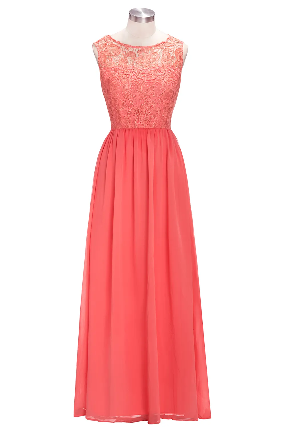 2018 Long Cheap Coral Purple Bridesmaid Dresses Under 50$ Sleeveless Chiffon Lace a-Line Vestido De Madrinha De Casamento Longo