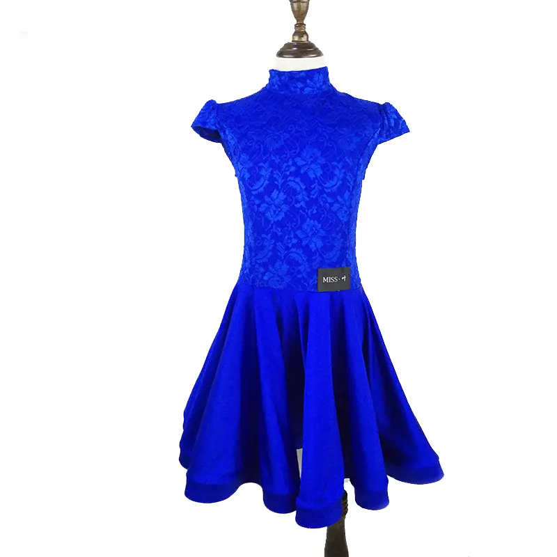 2018 Latin Dance Dress for Girls Krótki Rękaw Koronki Salsa Tańca Ballroom Dresses dla dzieci Konkurencja Wydajność Nosić DN1339