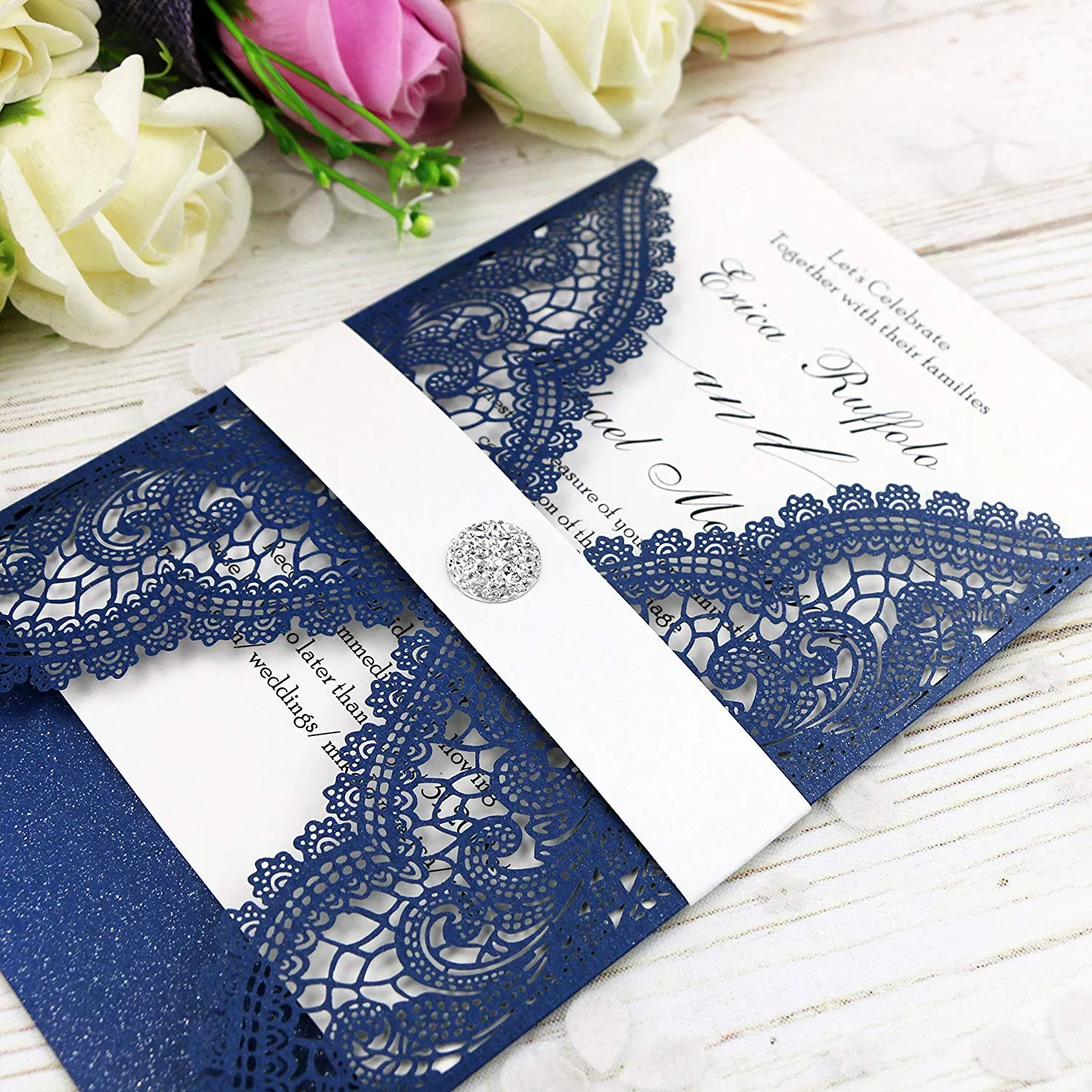 Premium Navy Laser Cut Wedding Invitations with Crystals - Elegant Invites,  Shop Now! from Dhgate Wedding Invitations - price 0.89, image size:1500x1500