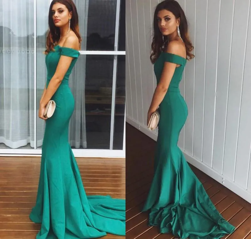 2019 Mermaid Abiye Hunter Yeşil Kapalı Omuz Uzun Backless Örgün Tatil Ünlü Balo Parti Kıyafeti Custom Made Artı Boyutu Giymek