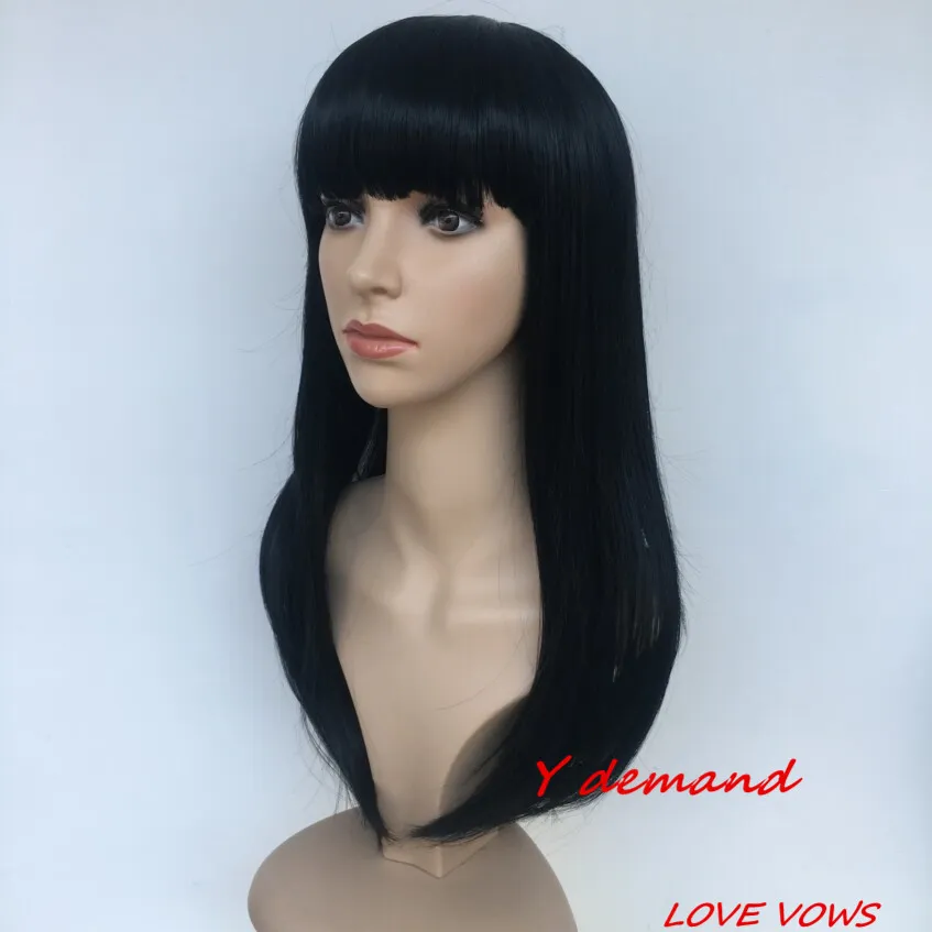 Długie proste peruki dla kobiet naturalne włosy słodkie kobiety moda długie peruki bob czarne włosy drag queen Wig5872505