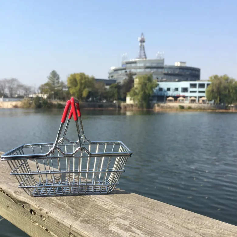 Mini-Supermarkt-Einkaufskorb, Wagen, Kinderspielzeug, Schreibtisch, Kosmetikartikel, Kleinigkeiten, Organizer, Eisen, Aufbewahrungsbox, Behälter, 3 Größen, WX9-481