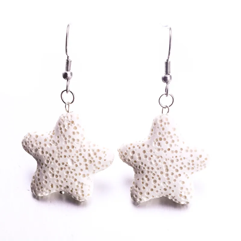 Fashion Silver Starfish Lava Stone Earrings Aromatherapy Essential Oil Perfume Diffuser Dangle Earrings for women jewelry