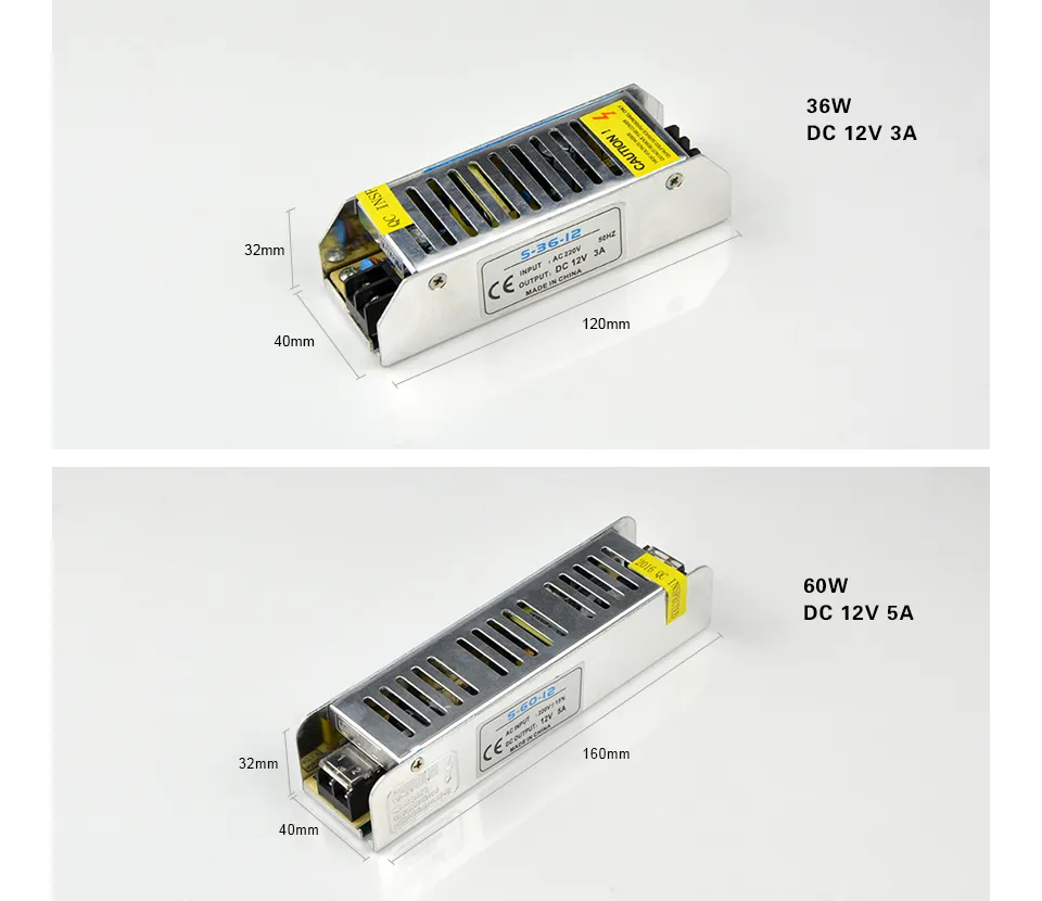 Przekładnik oświetlenia zasilania LED DC 12V 3A 5A 8A 10A 12A 15A 16A 20A Adapter dioda LED Sterownik do LED Strip Light