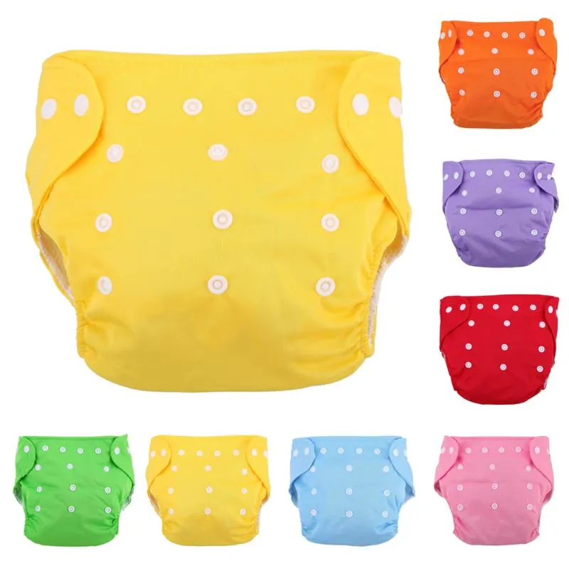 Reusable Adjustable Infant Diapers Unisex Baby Washable Grid Soft