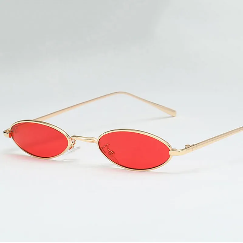 Nouvelle arrivée petites lunettes de soleil ovales en métal femmes hommes rétro cadre doré rouge vintage bonne qualité petites lunettes de soleil rondes pour femmes UV400