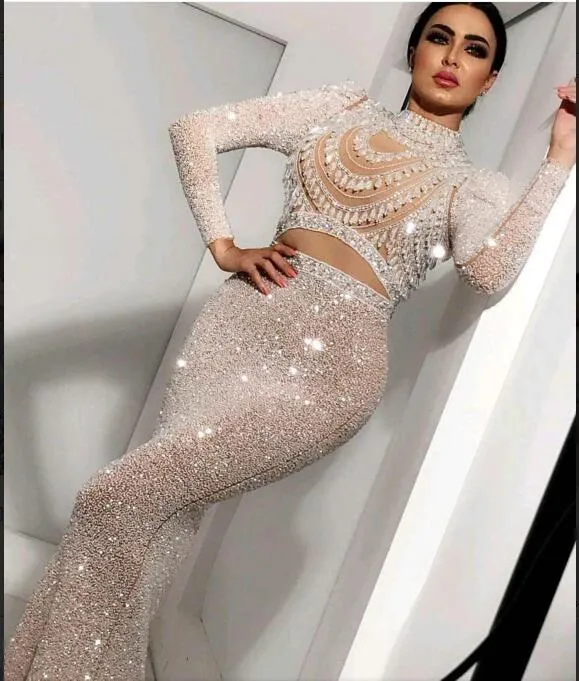 Robe de soirée Yousef aljasmi Kim kardashian Spécial Col haut Cristal Fourreau Robe longue Almoda gianninaazar ZuhLair murad Ziadnakad