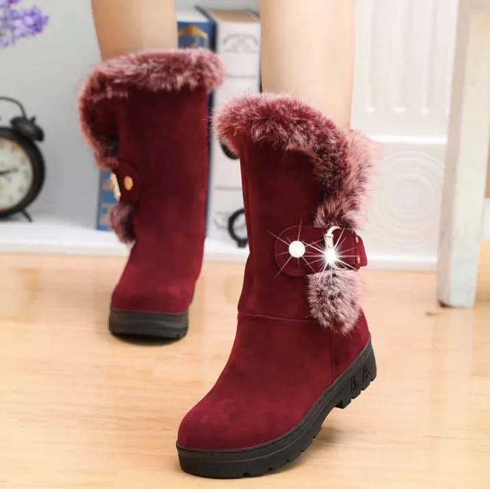 Botas de neve Botas femininas Tornozelo para As Mulheres Da Moda Botas de Inverno Senhora Zapatos Mujer Sapatos de Inverno das Mulheres Botas de pelúcia Curto