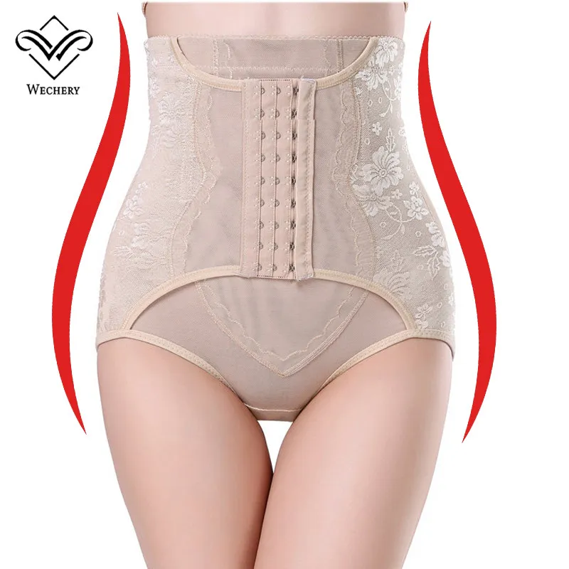 Wechery Waist Trainer Control Calcinha Feminina Modelador Corporal Elástico Levantador de Bumbum Cintura Alta Emagrecedor Roupa Interior 3 fileiras de ganchos