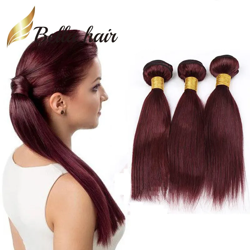 VENTA 11A Extensiones de cabello coloridas Rosa Azul Verde Púrpura Gris Rojo 99J Colores El cabello humano teje paquetes Julienchina BellaHair Factory Outlets Cabeza completa