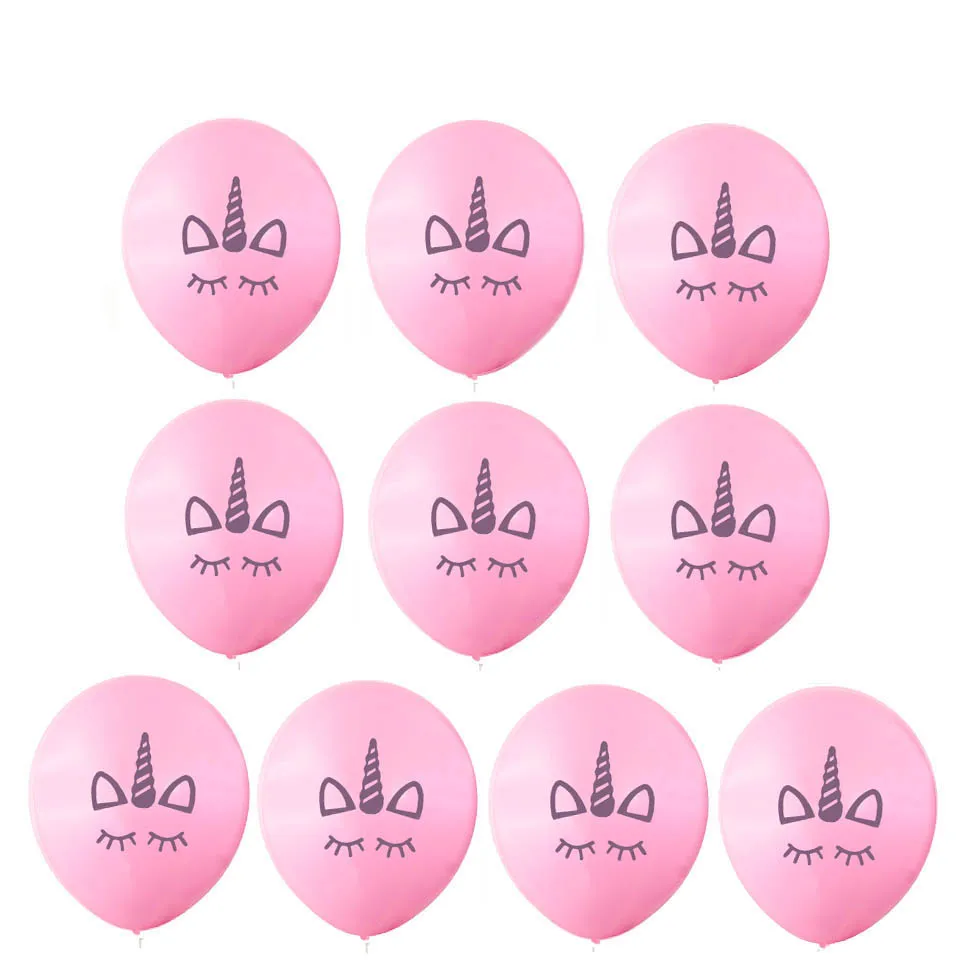 Novo 100 pçs / lote Moda unicórnio balões Feliz Aniversário Decorações Do Partido Crianças Rosa Branco Unicórnio Dos Desenhos Animados Balões Partido Unicórnio Suprimentos