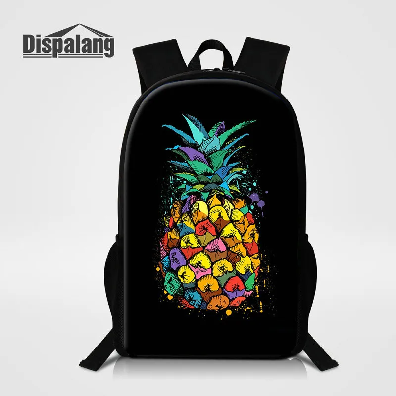 Gullig tecknad ananas tryck ryggsäck för barn 3d frukt bokbags ryggsäck för tonåringar kvinnor dagliga väskor 16 tum rugtas mochilas