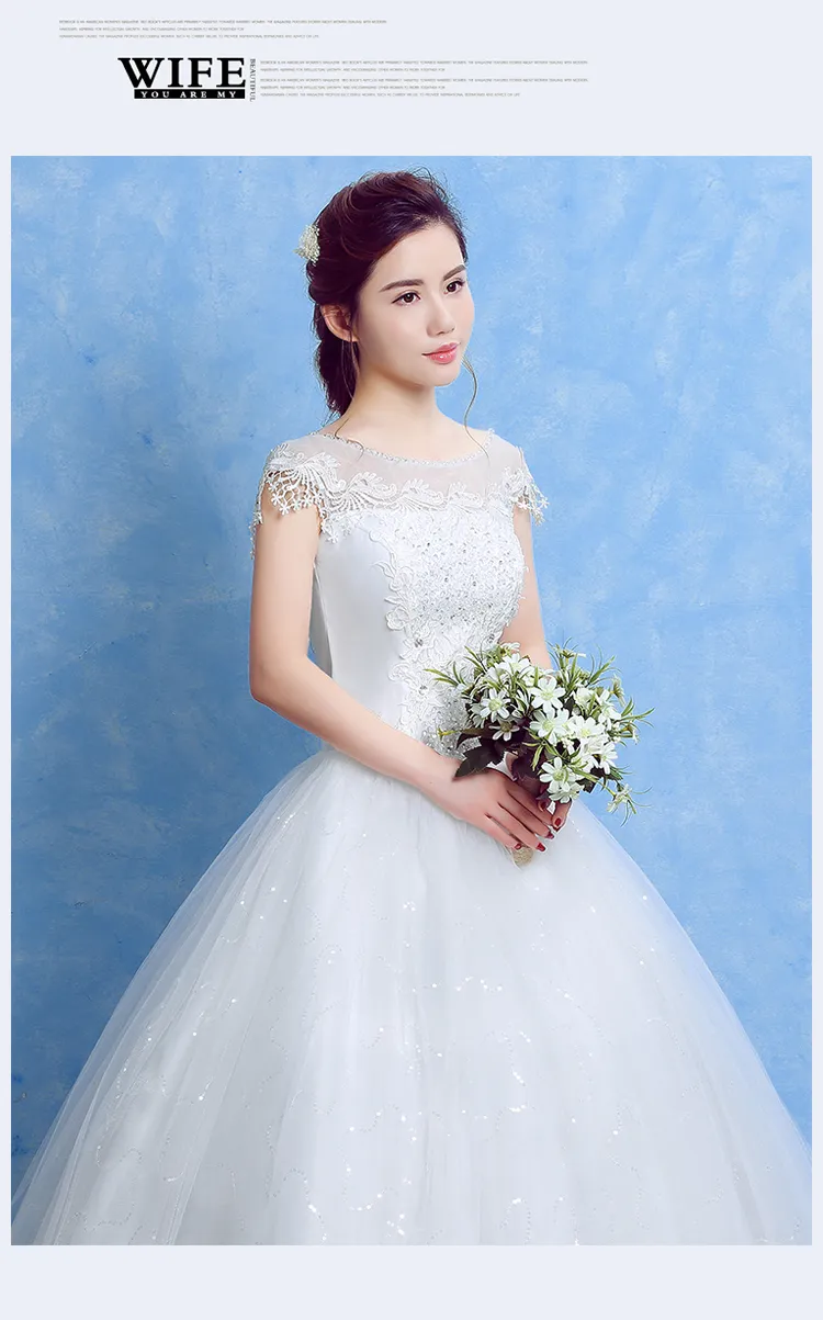 Summer Lace Sequined Red Romantic Wedding Dresses 2018 Ny Koreansk stil Enkel Pricess Vuxen Vestidos de Novia Gratis frakt