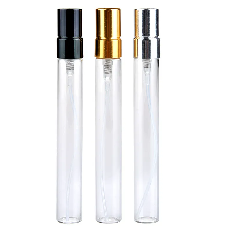 2ML 3ML 5ml 10ML Spray di vetro Bottiglia di profumo di vetro trasparente Bottiglie da viaggio Contenitore vuoto portatile per campioni Contenitori cosmetici con spruzzatore in alluminio