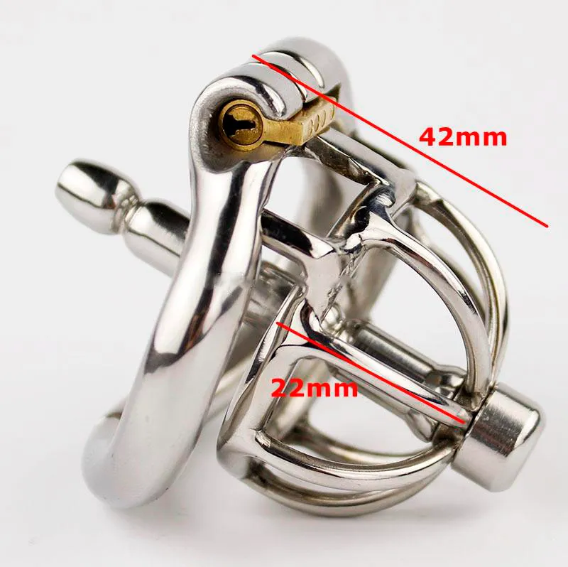 Cock Chastity Devices Cage met urethrale katheter spike roestvrij staal super kleine mannelijke 1quot; Korte penis slot pik ring plug seks speelgoed