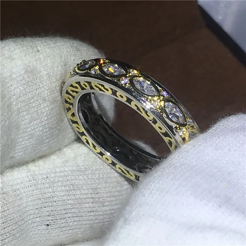 Bague Vintage mystérieuse or jaune rempli 925 bagues de mariage anniversaire en argent pour femmes hommes 5A Bijoux en cristal de zircon