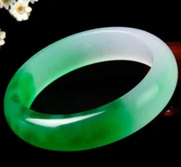 Reen White 100％Natural A Jade Jadeite Beads Bangle Bracelet270f