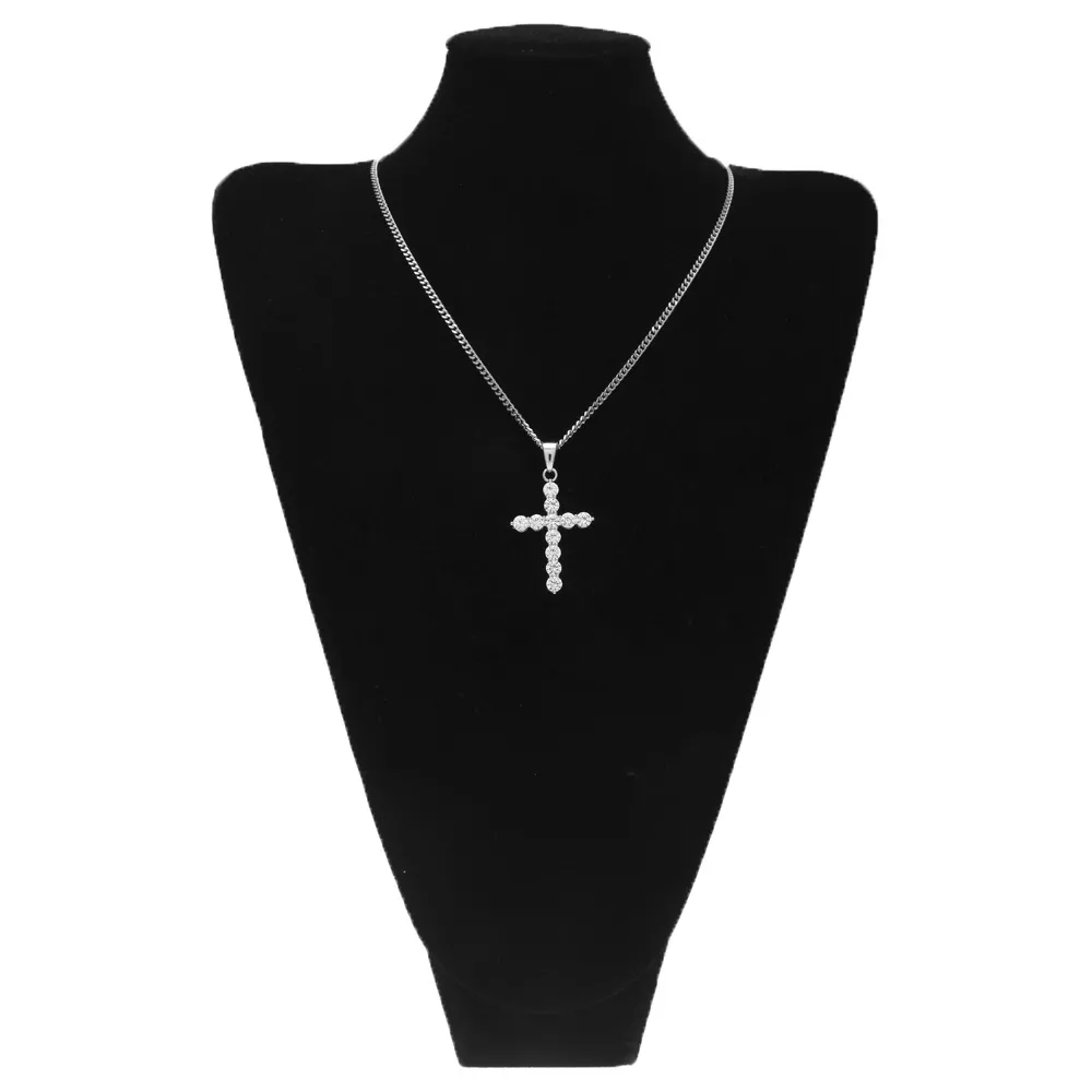 Hip Hop silver gold plated necklace jewelry women wedding fashion Cross CZ Cubic Zircon stone pendant necklace