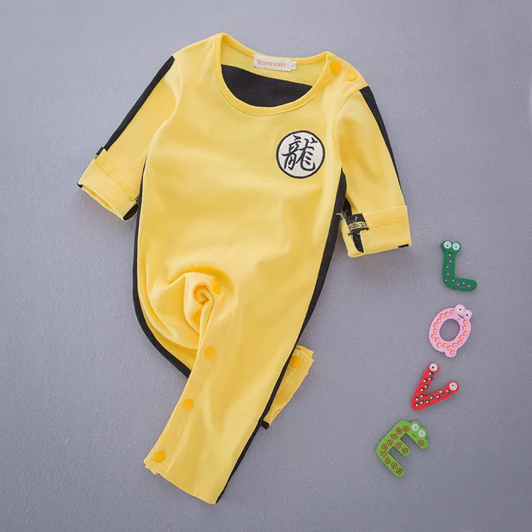 Nouveau nouveau-né bébé vêtements bébé Costume bébé garçon vêtements Style chinois Dragon lettre motif combinaison barboteuse tenues pour Bruce Lee