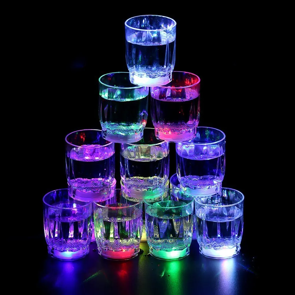 Ice Cube LED Lampeggiante Sommergibile Sensore di liquido multicolore Illuminazione a incandescenza bere vino Decorazione bar feste di matrimonio