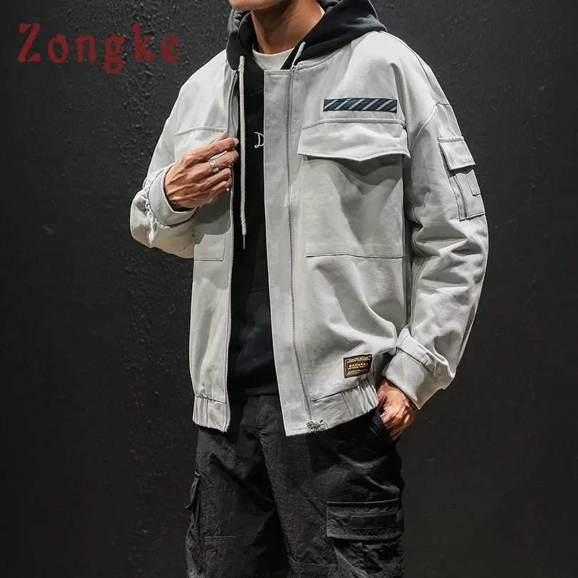 Zongke bomberjack mannen kleding Japanse streetwear hiphop jas mannen jas 2018 herfst hiphop heren jassen en jassen 5XL