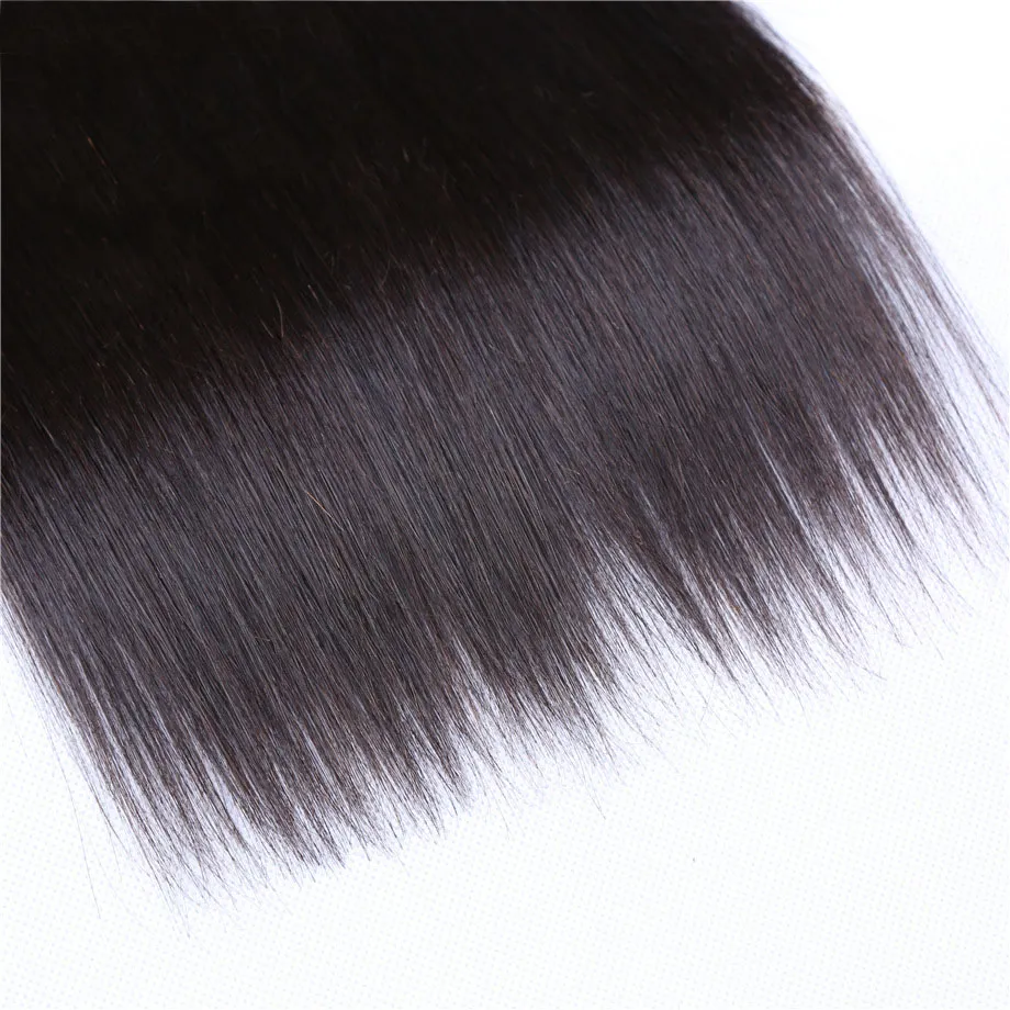 Cheveux humains brésiliens Sliky Straight Hair 3 Bundles avec des extensions de cheveux pré-plumées frontales en dentelle 13X4