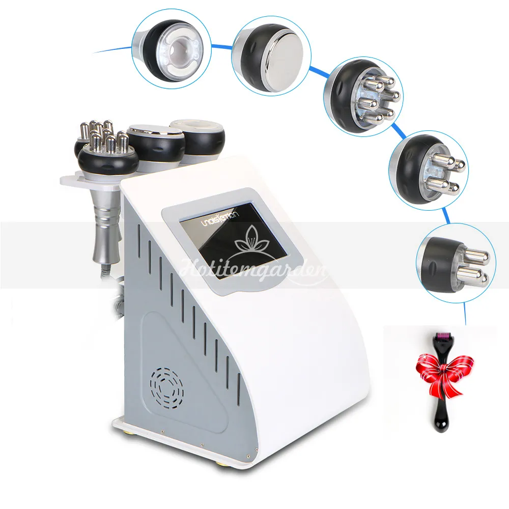 Good price 5 in 1 unoisetion cavitation slimming vacuum suction radio frequency rf skin tighten body shaping machine+gift micro needle rolle