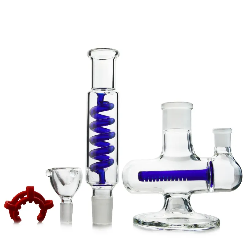 Freezable Straight Tube Glass Bong Hookahs Condenser Coil Water Pipes Inline Percolator Build A Bong 14.mm Female Joint Oil Dab Rigs With Bowl Diffused Downstem