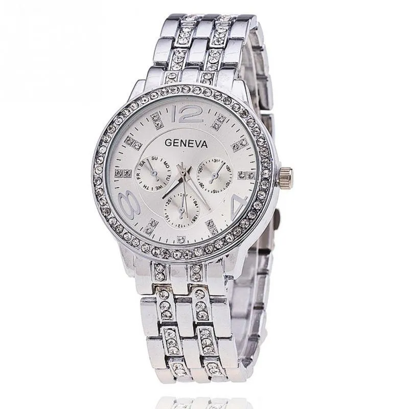 Rhinestone Stainless Steel Big Round Woman\'s Watch Stainless Steel Bracelet Amazon.com: ManChDa Luxury Ladies Watch Iced Out Watch with  main image 4
