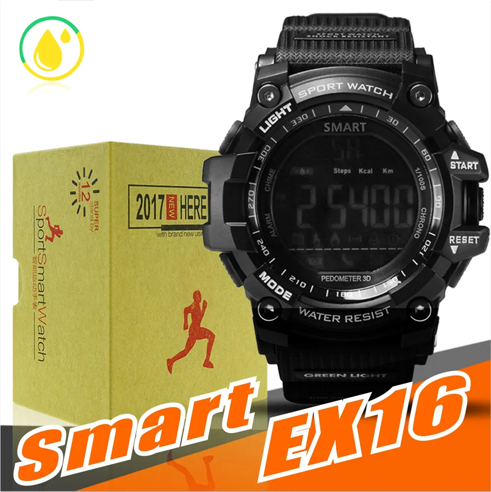 EX16 Sports Smart Watch Bluetooth IP67 Waterproof Remote Camera Fitness Tracker Wearable Technology Running Wristwatch för iOS Android