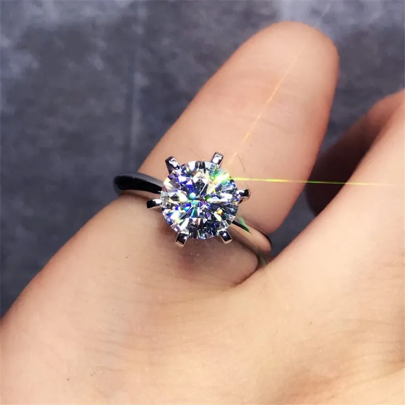 2018 solitaire ring 100% soild 925 sterling silver smycken 1,5ct sona diamond cz engagemang bröllop band ringar för kvinnor