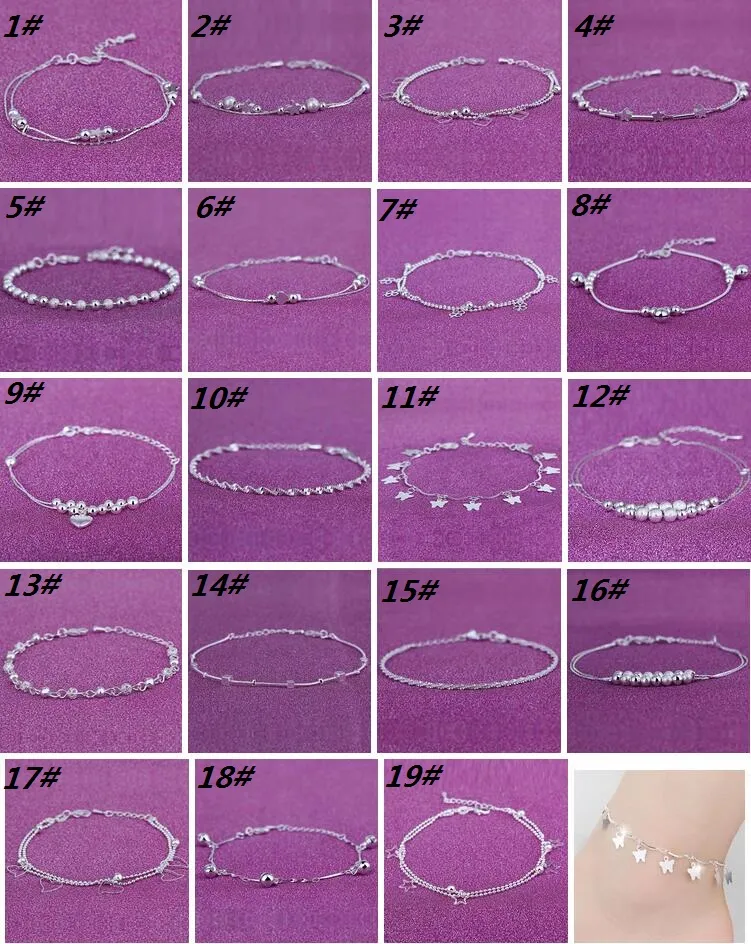 New Foot Jewelry Anklets Silver Anklet Link Chain For Women Girl Foot Bracelets Fashion Jewelry Wholesale 
