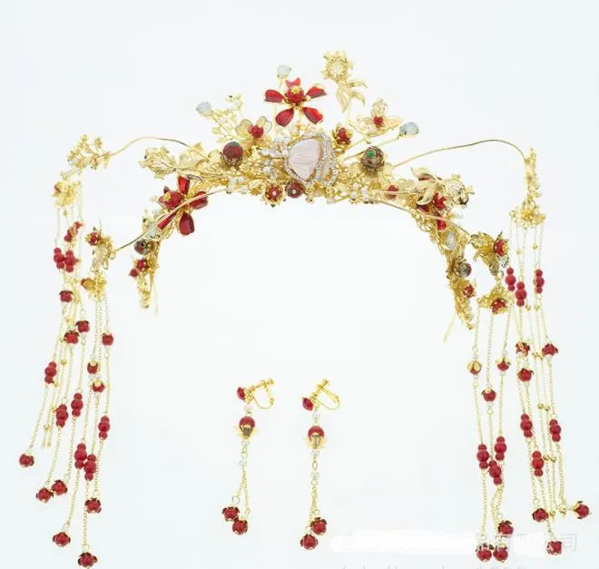 Tocados de novia, traje de corona de fénix chino de nuevo estilo, vestido de novia con flecos, accesorios para el cabello Xiu FA