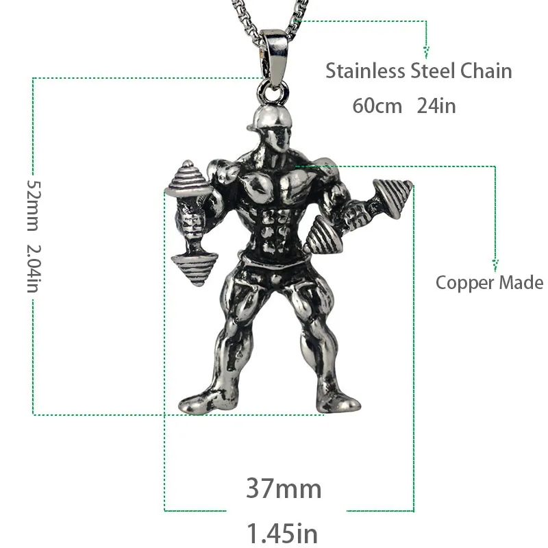 Fitness Pendentif Collier Mouvement Rétro Hommes Musclés Pendentifs Europe et États-Unis Bijoux De Mode Nouveau En Gros