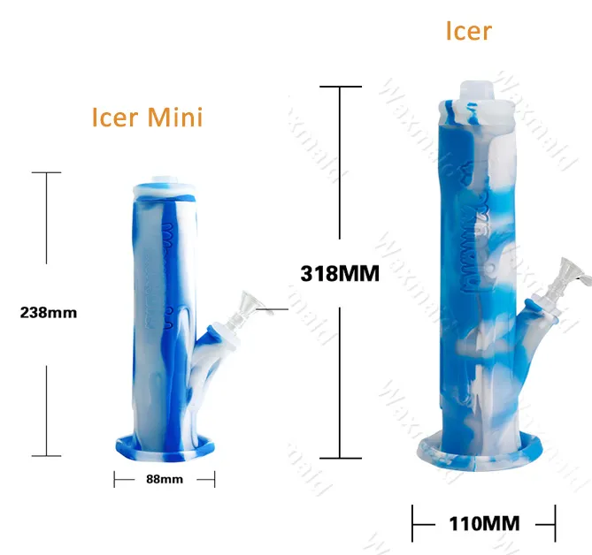 Glas Bong Silikon Bubbler Waxmaid Portable Gummi Coating Silikonvatten Rör DAB RIG Rökning Rörfabrik grossistrabatt