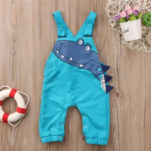 Toddler Infant Baby Boys Girls Dinosaur Cartoon Suspenders Romper Overalls Cotton Jumpsuit Outfits Clothes7792593