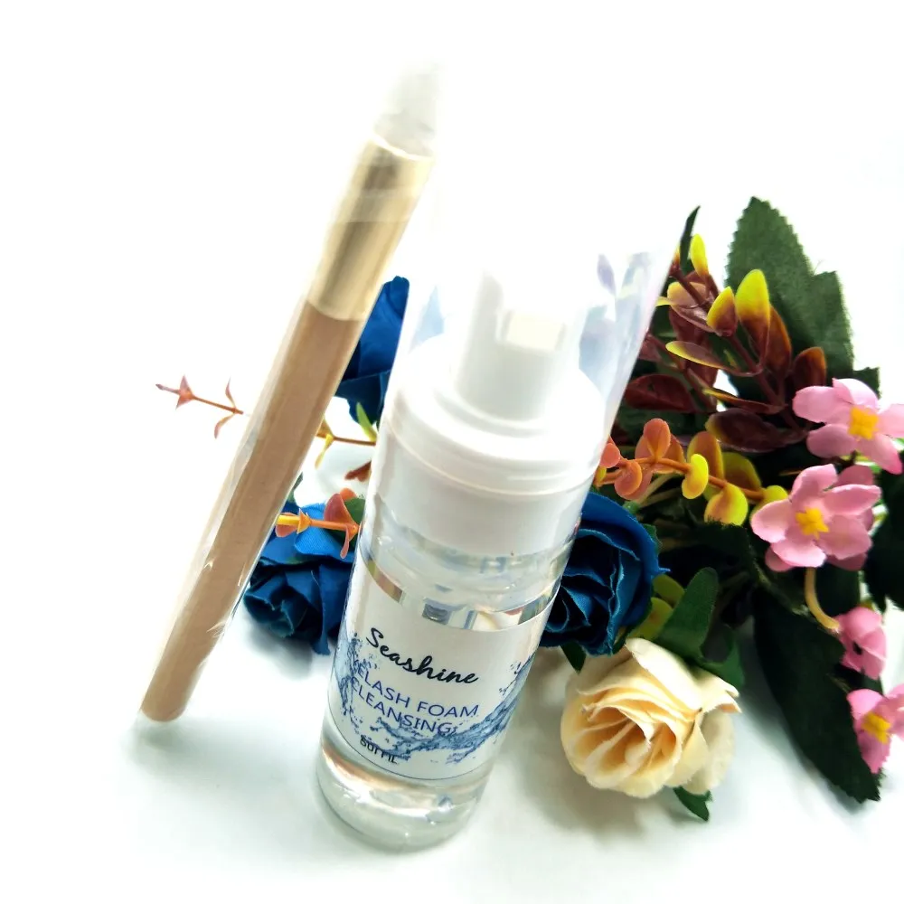 Seashine Wimpernreiniger, 50 ml, kein Geruch, Make-up-Werkzeuge, Wimpernverlängerung, saubere Flüssigkeit für Wimpernverlängerung, inklusive Bürste 4168825