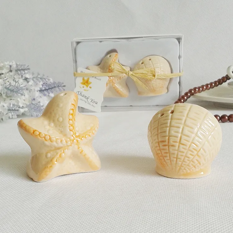 FEIS целые 2 шт. кухонные принадлежности креативные ракушки морских звезд солонки шейкеры свадебные сувениры и подарки кухонный горшок для приправ7044030
