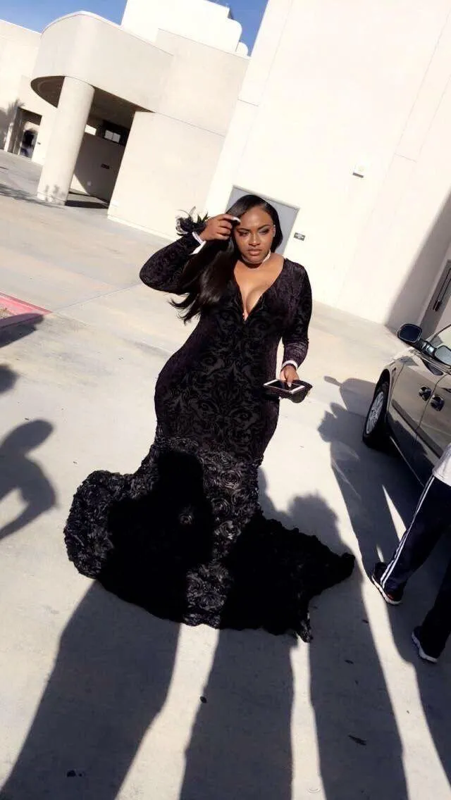 Black long formal dress plus size on sale