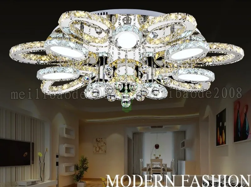Simple Moderne Cristal Circulaire LED Elliptique Fleur Plafonniers Luxueux Ménage Chambre Lumières Salon Villas Hôtel Gradation Lumière