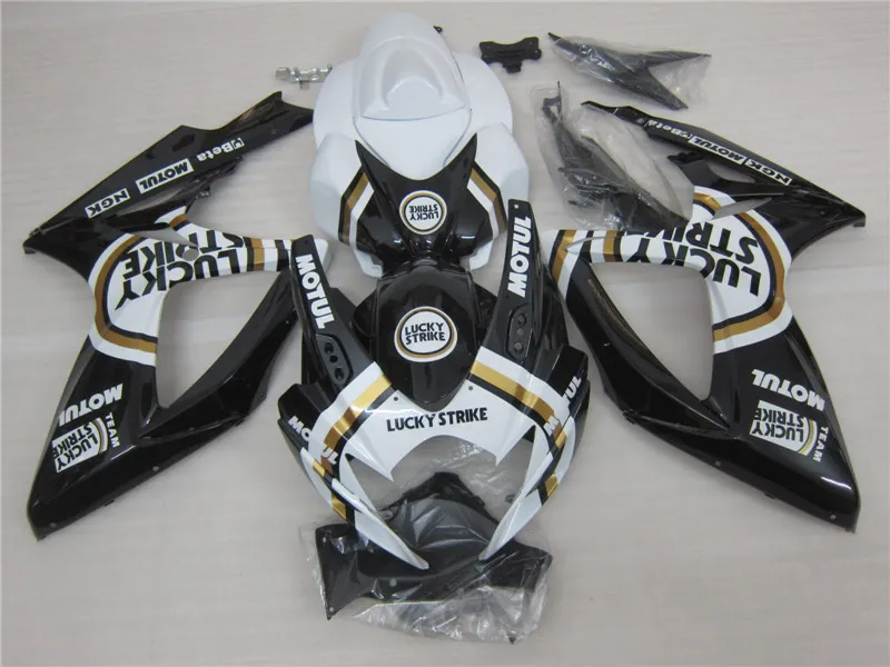 100% moldagem por injeção preto branco ALSTARE corona carenagem kit para SUZUKI 2006 2007 GSXR 600 750 K6 GSXR600 GSXR750 06 07 carroçaria JI66