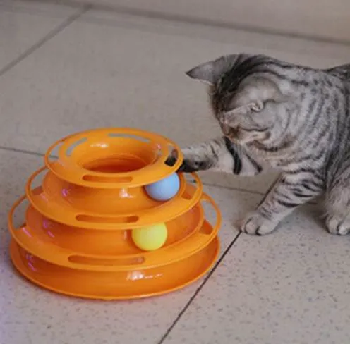 Высочайшее качество Смешные кошка Pet Toy Toy Toys Intelligence Triple Play Disc Cat Toy Balls Шарики Игрушки Домашние животные Зеленый Оранжевый