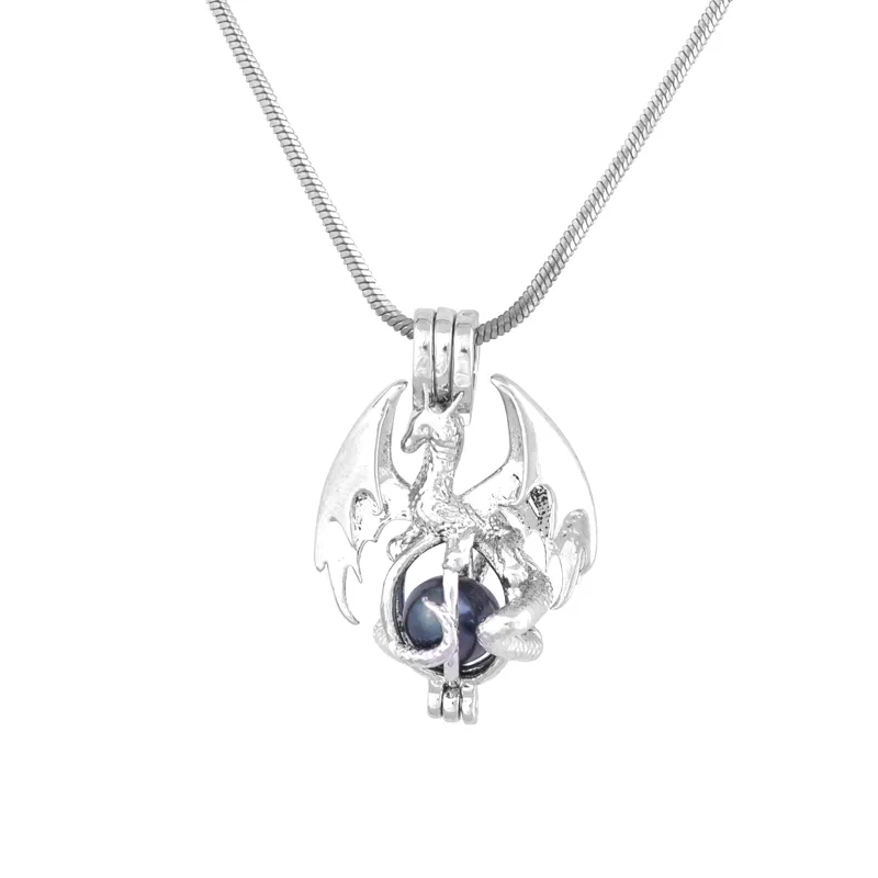 16.Haute Qualité Argent Plaqué Perle Cage Pendentif Mode Dragon Cadeau Pour Firends Bijoux En Gros P195