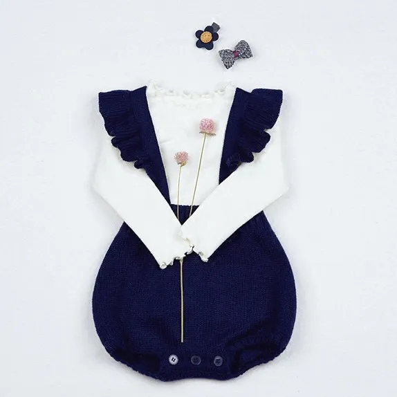 Boutique pasgeboren baby kleding wol jeans pakket scheet kleding prinses conjoined jeans kleding meisjes handgemaakte wol romper jumpsuit kinderen