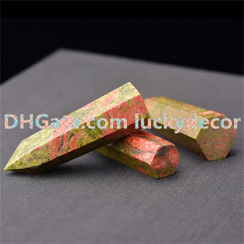 5 stks Natuur Unakite Jasper Rock Crystal Point Wand Epidote Toren Minerale Specimen Reiki Energy Meditation Stone Optimist Edelsteen Decoratie