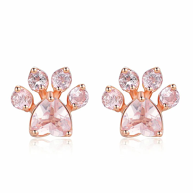 Pink Crystal Stud Earrings Silver Plated Studs Earring Lovely Animal Designer Jewelry For Women Children Girls Fashion Jewelry